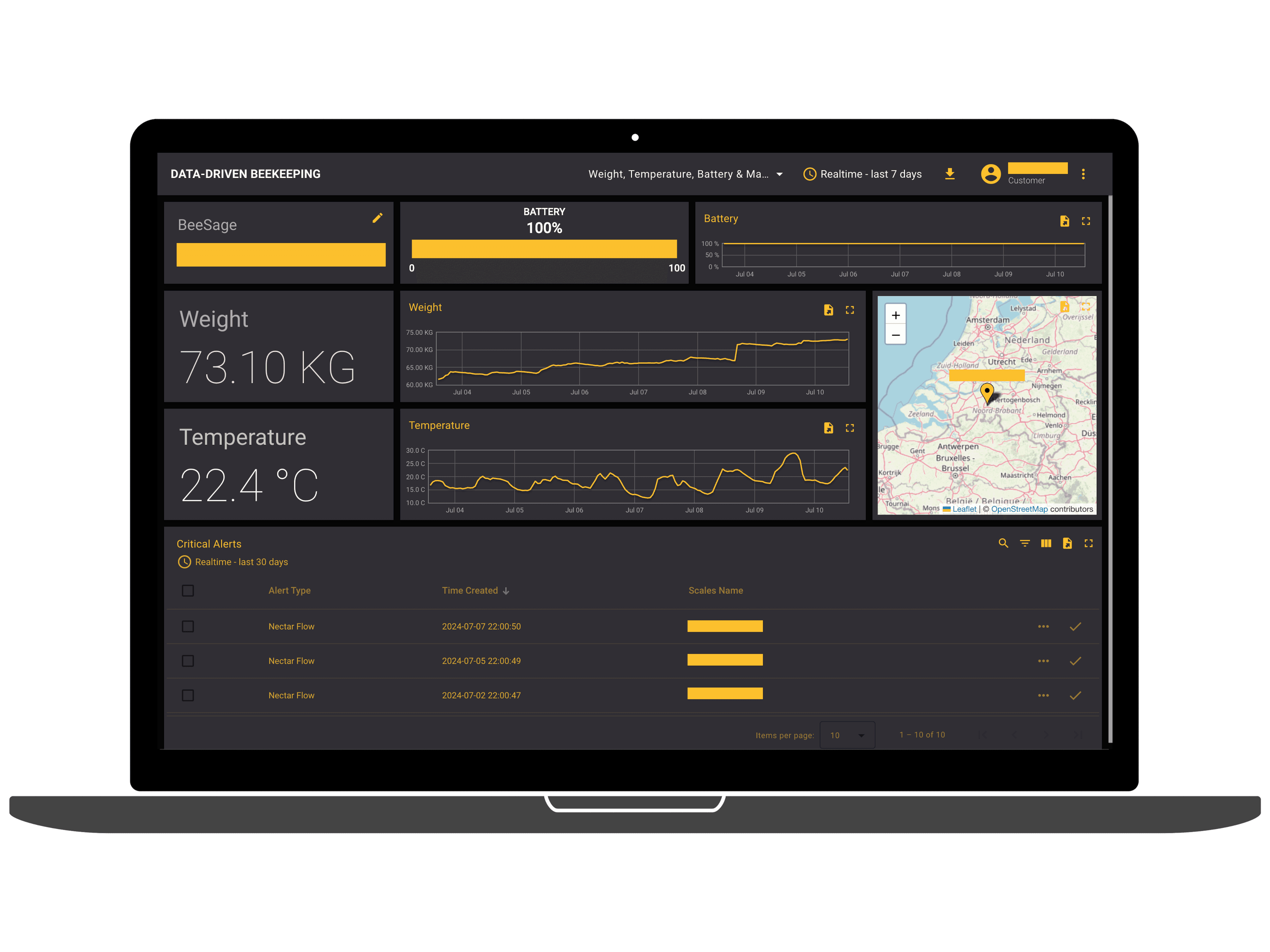 BeeSage web app interface